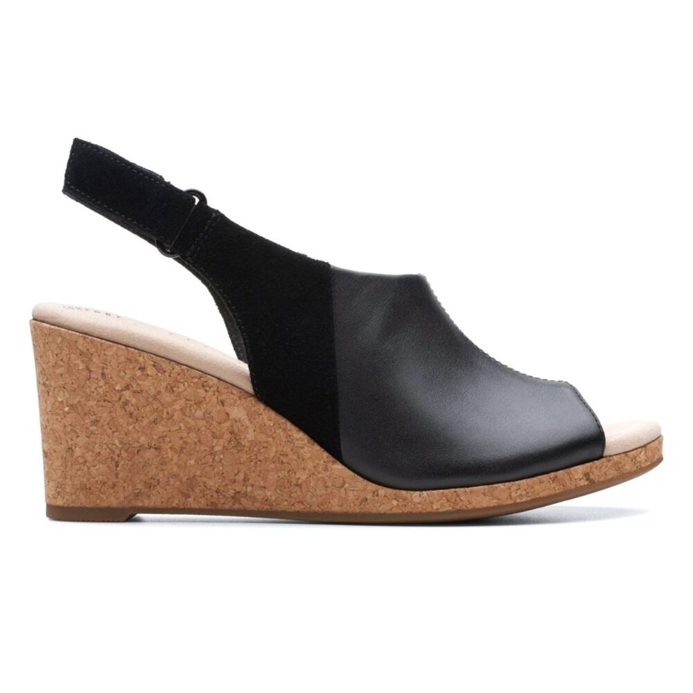 NEW IN BOX -Clarks Lafley Jess Wedge Slingback Cork Sandals - Women's Sz 9W